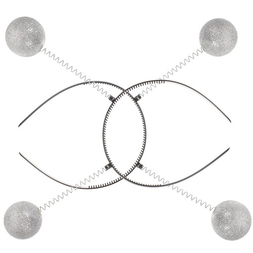 2 Stück glitzernde Stirnbänder Halloween Haarband Silber Kugel Boppers ausgefallen - Bild 2 von 12