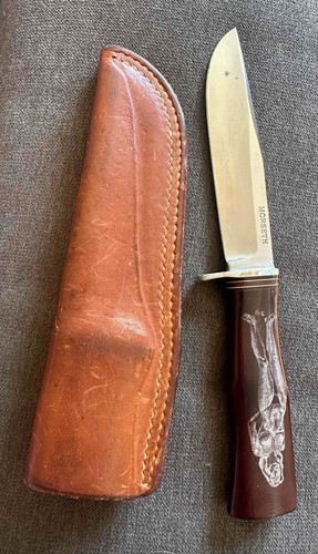 VINTAGE MORSETH CUSTOM KNIFE 1979 WOMAN SCRIMSHAW
