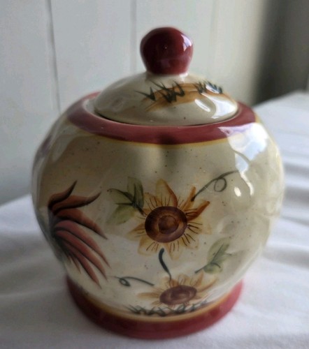 Rooster Sugar Bowl w/ Lid and Cream Pitcher Set Sunflowers Farm Rustic  - Picture 10 of 12