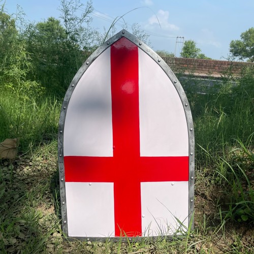 Medieval Crusader Shield – 28" Metal Knight Shield with Red Cross | Wall Decor - Picture 5 of 10