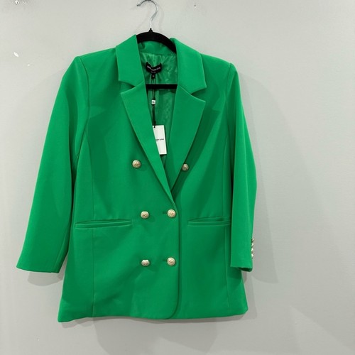 Neu mit Etikett Generation Love Blazer Leighton Krepp zweireihig in Kelly Green - Bild 6 von 9