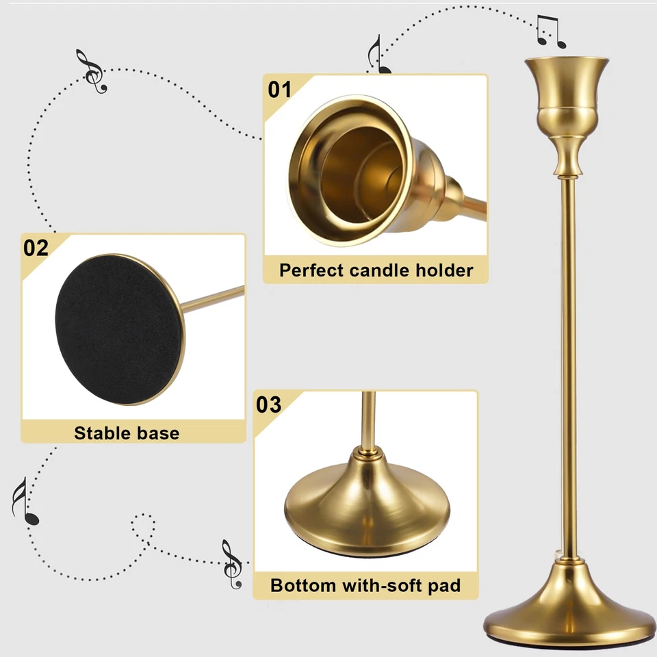 12/30 Pcs Candlestick Holder Bulks Gold Taper Candle Holder Metal Candlesti... - Image 4 of 4