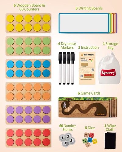 Wooden Ten-Frame Set Math Manipulatives for Kindergarten Elementary 1st 2nd G... - Picture 5 of 8