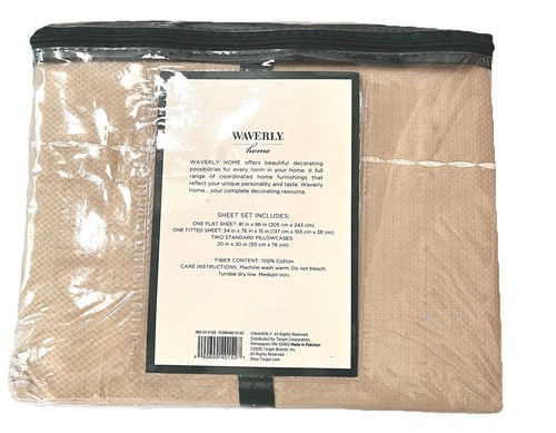 Waverly Home Full Sheet Set 300 Thread Count Cotton Light Gold on Gold New - Picture 5 of 6