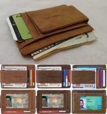 Toughergun RFID Blocking Slim Minimalist Leather Wallet w/ Magnetic Money Clip