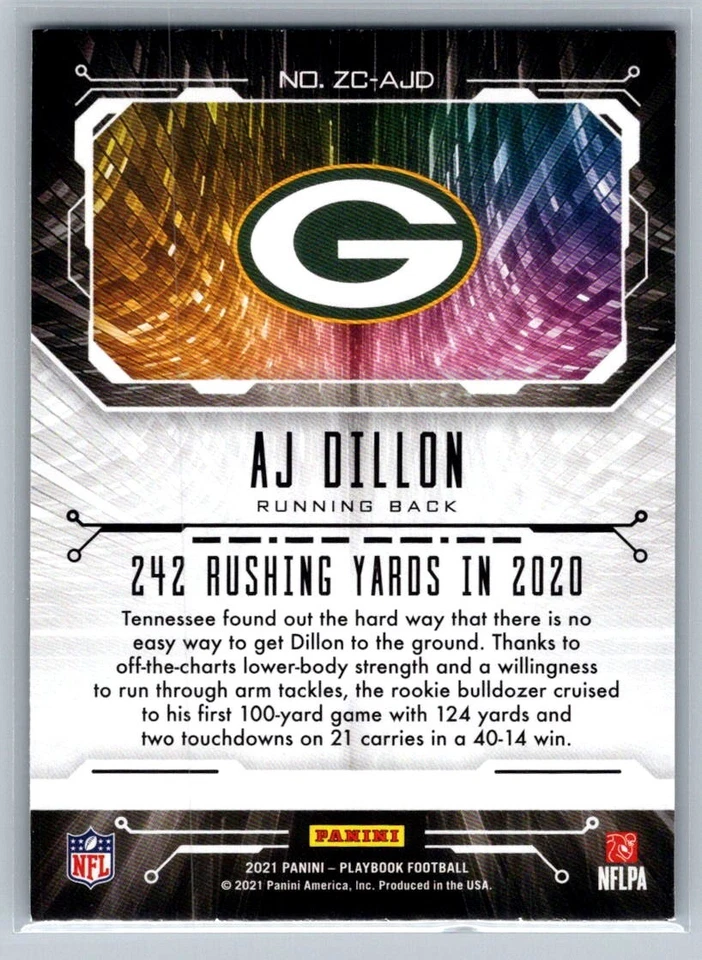2021 Panini Playbook #ZC-AJD AJ Dillon Zoning Commission Green Bay Packers - Image 2 of 2