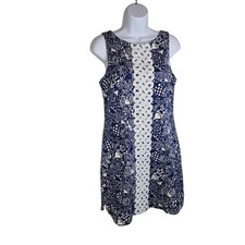 Lilly Pulitzer For Target Navy Blue White Fish Ocean Sheath Dress 8