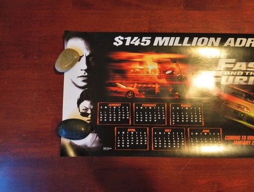 FAST AND THE FURIOUS 2001 Original Video StorePoster with Calander Poster Rolled - Picture 16 of 16