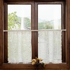 Short Lace Curtains 24 Inch Length 2 Panels Shabby Chic Wavy Stripes Ruffled ...