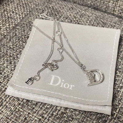 アクセサリー Christian Dior Logo silver necklace K02-k075 Christian Dior logo GP necklace silver | eBay