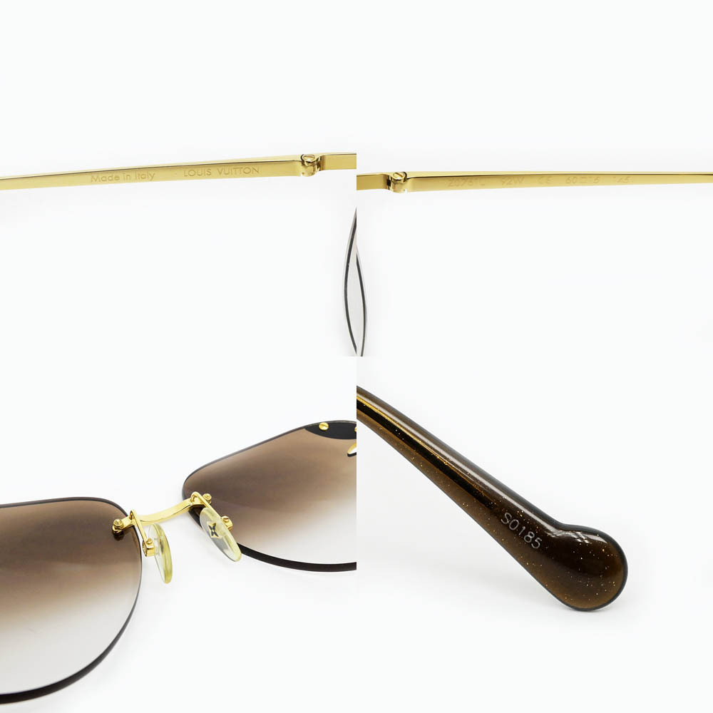 Louis Vuitton Z0761U Sunglasses Lila Brown Gold Rimless w