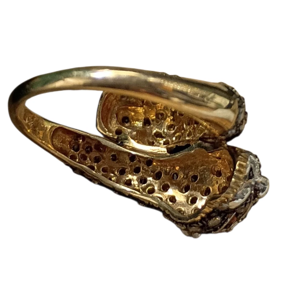 10K COUGAR головы желтое золото бриллиант кольцо Sz6 - Изображение 3 из 4