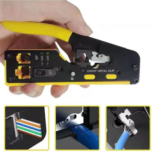RJ45 Cat7 Cat6 Cat5 Network Crimper Crimping Plier Stripper Cutter Tool Kit - Afbeelding 13 van 14