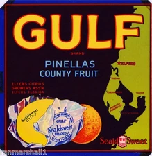 Elfers Florida Gulf Orange Citrus Fruit Crate Label Art Print
