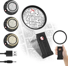 40X 30X 10X Magnifying Glass with Light, Large Handheld 36 LED Magnifier