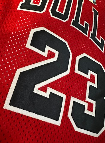 Vintage Authentic Michael Jordan Champion Bulls Jersey Size 44 red rare NWT - Picture 10 of 10