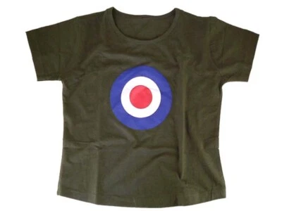T Shirt Target RAF Great Britain UK Cropped Fit Short Sleeve Roundneck Tee New