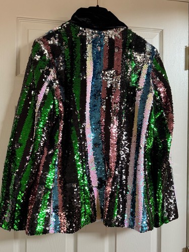JOVANI 2024 NEW BLACK MULTICOLOR SEQUIN VELVET JACKET PANTS JEWELED BUTTONS US14 - Picture 16 of 24