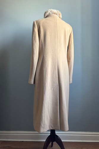 LONG WOOL TRENCH COAT 12 fur trim Russian princess cashmere camel JACQUES VERT - Picture 4 of 22