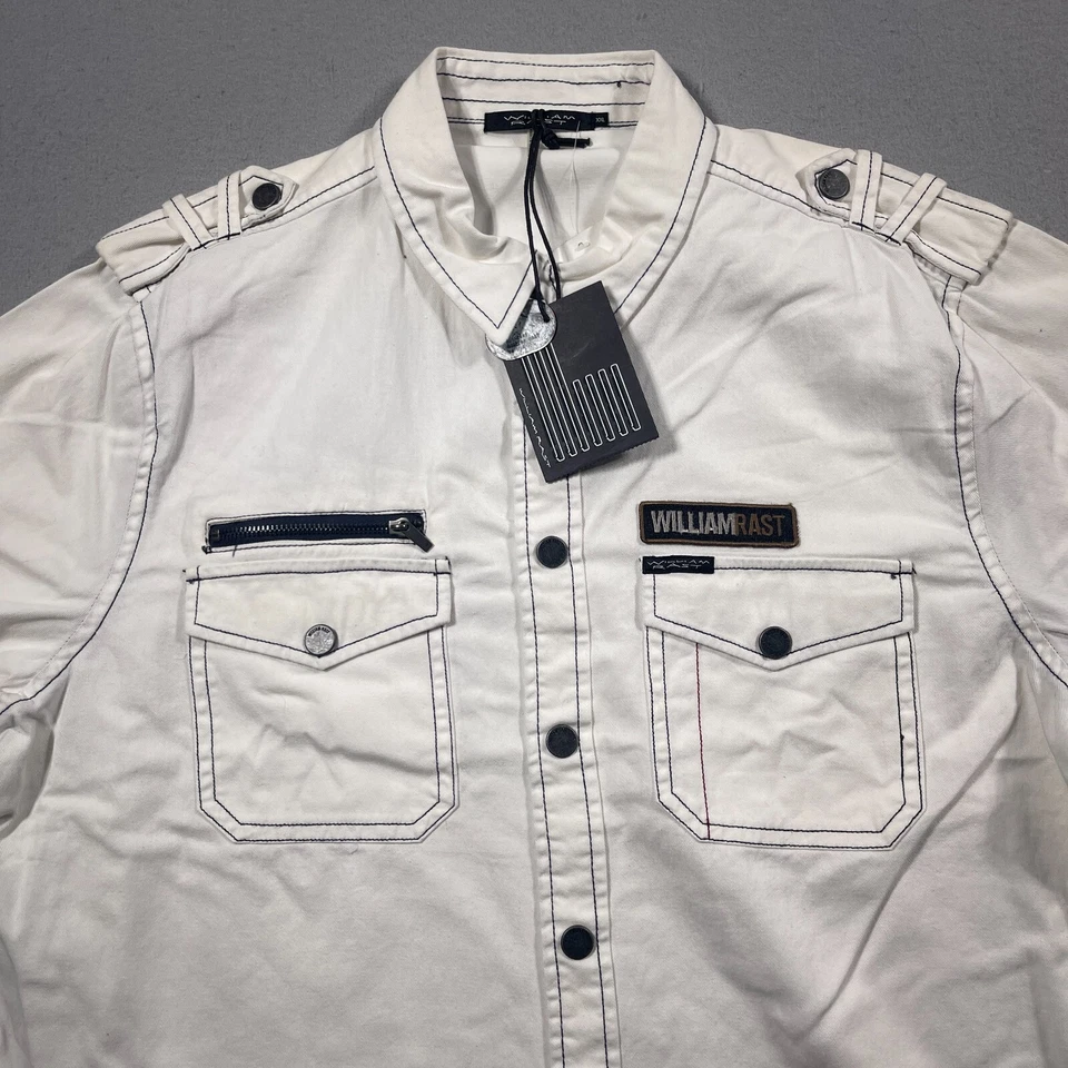 Camisa masculina William Rast XXL botão de pressão offwhite manga longa casual nova com etiquetas - Imagem 3 de 4
