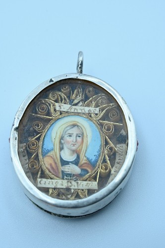 Antique 18THc Silver Reliquary 4 Relics St Ann Belt of the Virgin St Francis - Picture 2 of 5