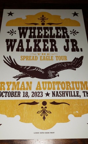 WHEELER WALKER JR Ryman 2023 HATCH SHOW PRINT Nashville Concert Poster Show - Picture 2 of 3