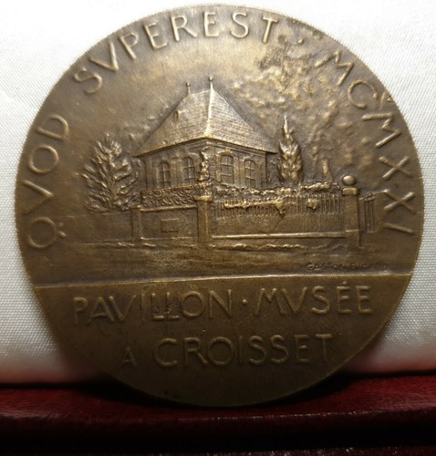 1921 rare french 50mm bronze medal Gustave Flaubert 100y birth anniversary medal - Picture 2 of 2