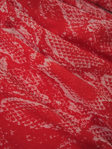 Como Nuevo Vestido Camisa Midi Terciopelo Tori Rojo Estampado Serpiente Twist | Reino Unido 8 - Imagen 7 de 7