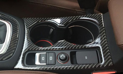 For Audi Q3 2015-2018 Carbon Fiber Vinyl Central Console Water Cup Cover Trim 1P - Imagen 4 de 5