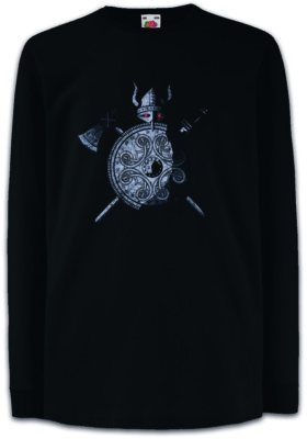 VIKING WARRIOR Kinder Langarm T-Shirt Sword Shield Celtic Thor Odin Wikinger