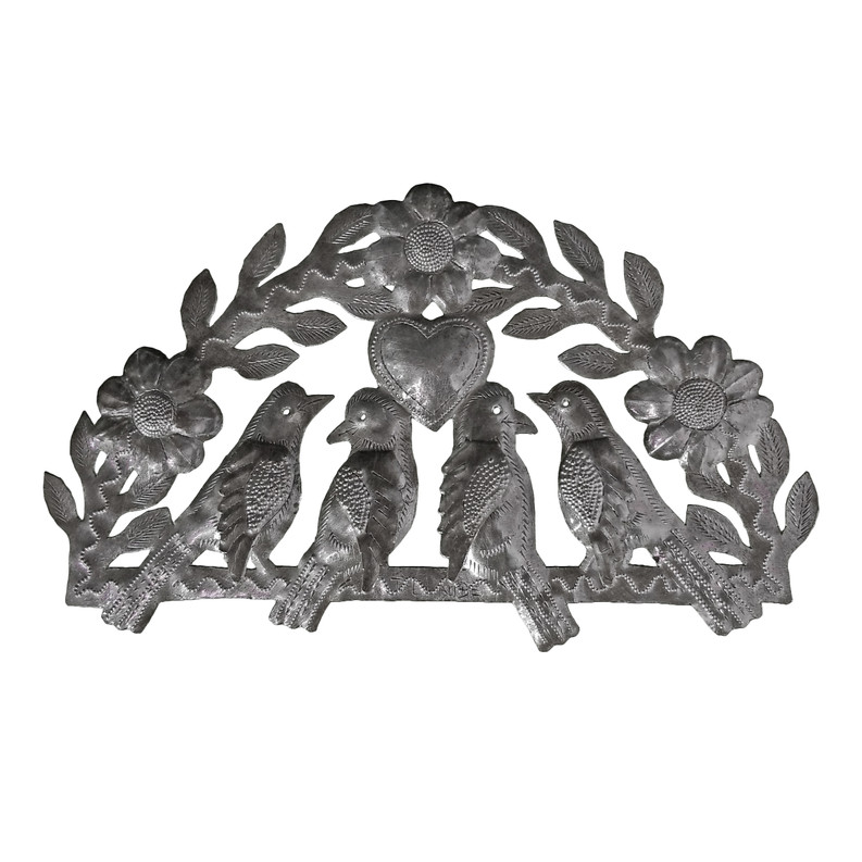 4 Птицы с 3D-крылышками на дверце из переработанной стали