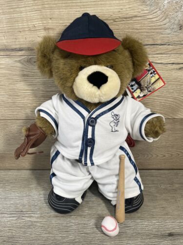 Build-A-Bear Teddy Plush Baseball Player Outfit Stuffed Animal Toy Glove Bat BAB - Picture 2 of 13