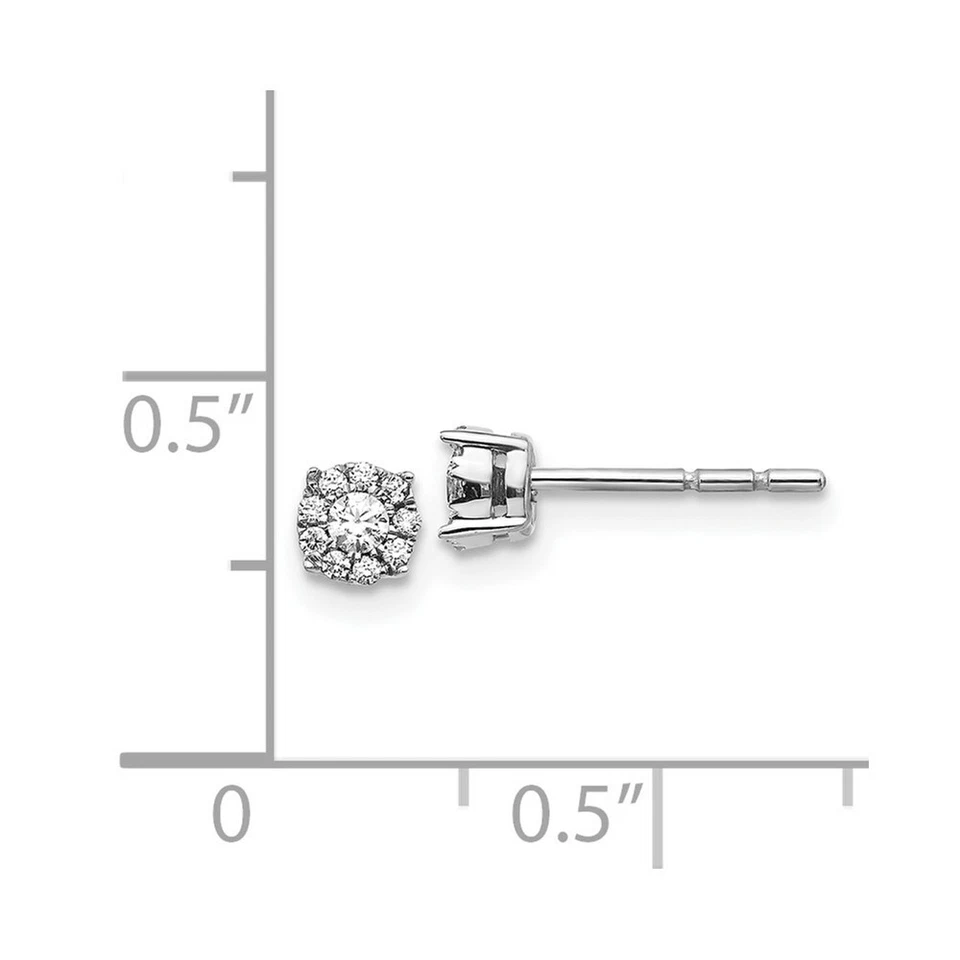 Pendientes con poste en racimo de diamantes de oro blanco de 14K Foto 2 de 2