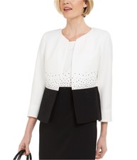 Kasper Womens Two-tone Jacket, White, 12