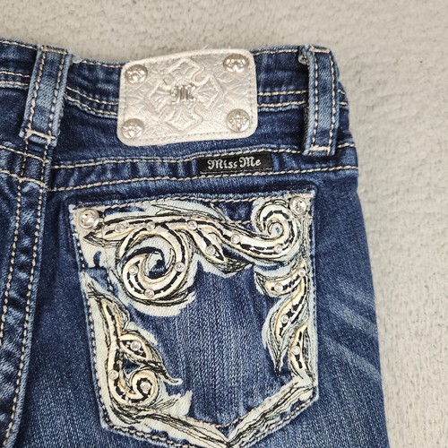MISS ME Jeans Girls 14 (24x27) Blue Skinny Low Rise Embellished Pockets Western - Picture 11 of 11