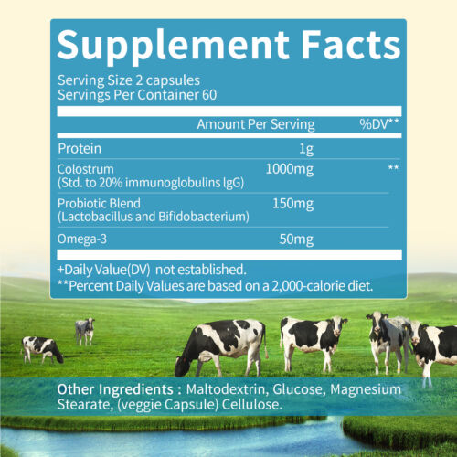 1000mg Colostrum Supplement 120 Capsules Colostrum with 20% IgG ImmunoLin - Picture 4 of 7