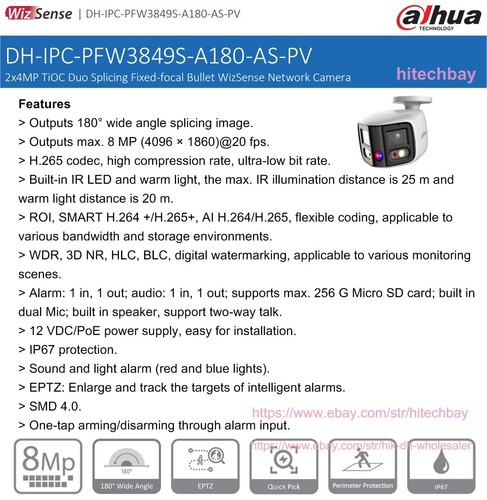 Dahua IPC-PFW3849S-A180-AS-PV 8MP 180° Panoramic TiOC SMD4 IP Camera 2-Way Talk - Picture 2 of 7