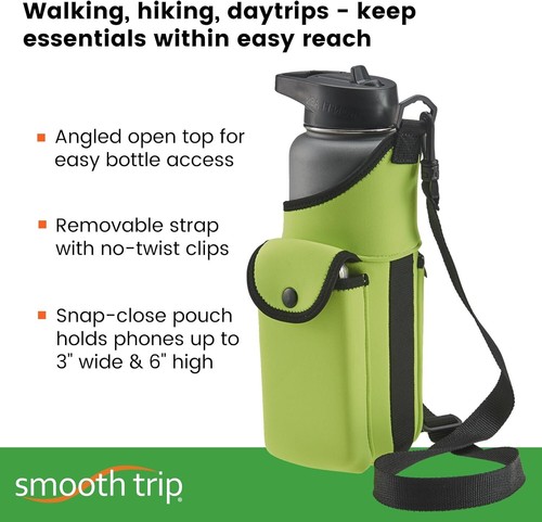 Compact Water Bottle Holder Bag with Adjustable Woven Strap - Outdoor Essentials - Picture 4 of 8