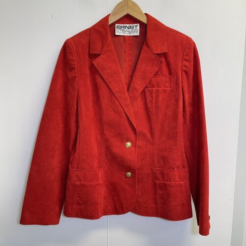 Ernst Strauss Schnell Vintage Suit Womens Size 6 Suede Jacket & Skirt Red - Picture 2 of 14