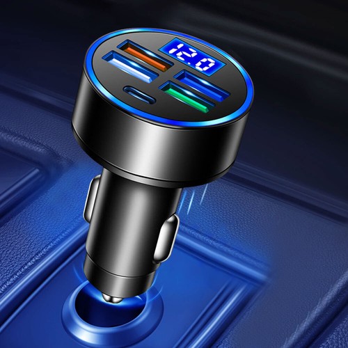 4 Ports USB PD Car Charger Adapter QC 3.0 LED Display Fast Charging Universal - Imagen 3 de 8