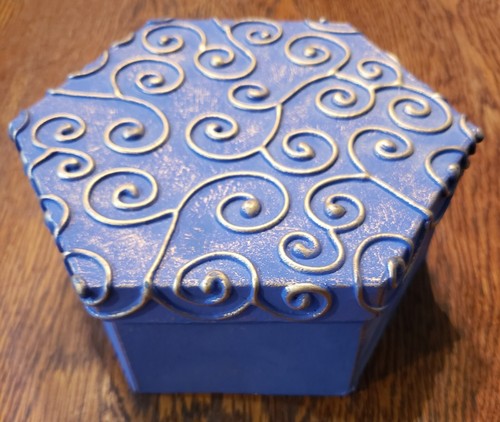Blau mit geprägtem goldfarbenem Sechseck 6 Seiten Karton leer 7 x 3 - Bild 2 von 9