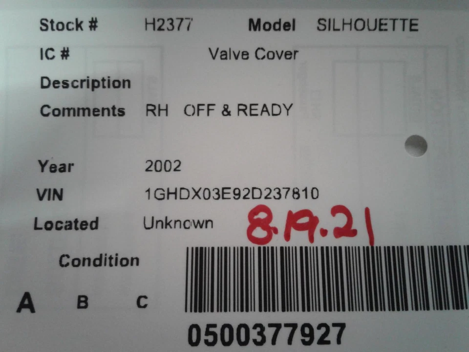 Used Engine Valve Cover fits: 2002 Oldsmobile Silhouette Valve Cover Grade A Foto 3 de 4