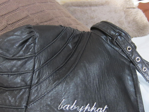 VTG Baby Phat Y2K SOFT Genuine Leather Feminine Moto Jacket Gathered Shoulder L - Picture 13 of 13
