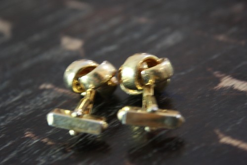 Vintage Nachlass goldfarbene schwere SWANK Liebesknoten gedrehtes Design Manschettenknöpfe guter Zustand - Bild 5 von 10