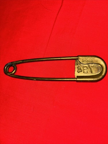 Spilla di sicurezza vintage 4,5 pollici ottone RISDON KEY-TAG lavanderia militare - Foto 2 di 3
