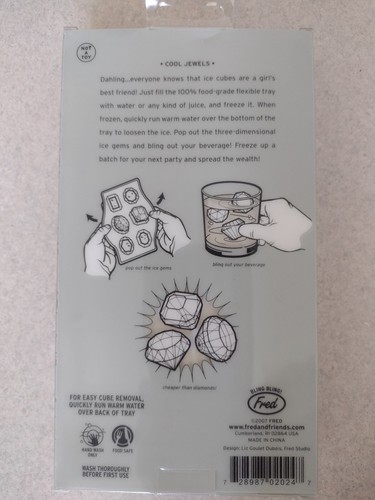 Fred Cool Jewels The Dazzling Diamond Themed 6 Hole Ice Cube Tray 1 Count NIP - Picture 2 of 2