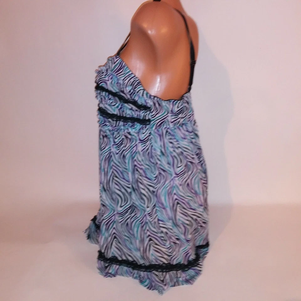 Lencería Cacique Babydoll 14 16 Negro Púrpura Azul Encaje Transparente Foto 4 de 4