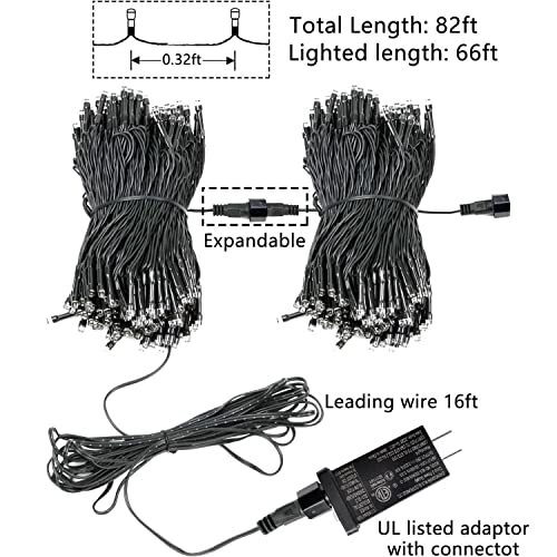 Weiße 82 Fuß 200 LED Weihnachts Lichterkette Außen/Innen 200 LED kaltweiß - Bild 4 von 8