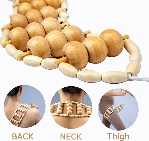 Wood Back Massage Roller Rope Tools, Lymphatic Drainage Therapy Portable Massage - Picture 12 of 15