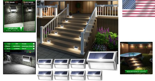 Energy-Efficient Solar Step Lights 8-Pack - Durable Outdoor Yard Illumination - Picture 2 of 8